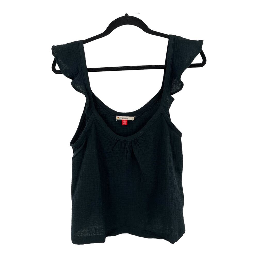 Marine Layer Top Jude Flutter tank top black Large L - Picture 2 of 6